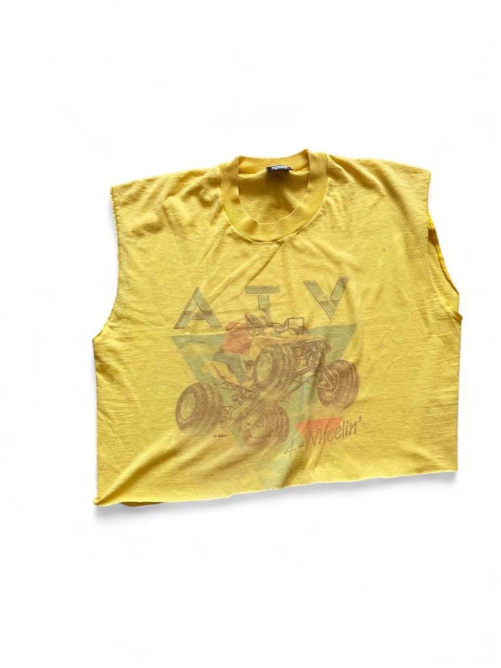 Yellow vintage 90s ATV cropped tank top Size L but fits medium